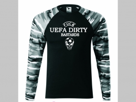 Fuck UEFA Dirty Bastards  pánske tričko (nie mikina!!) s dlhými rukávmi vo farbe " metro " čiernobiely maskáč gramáž 160 g/m2 materiál 100%bavlna